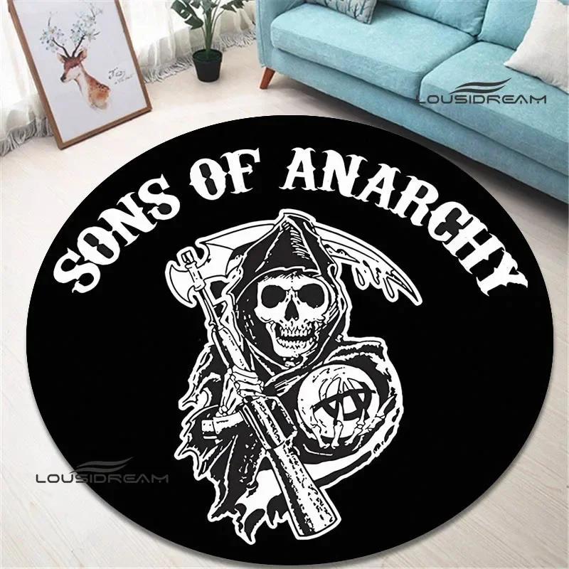 Sons of Anarchy Retro Printed Round Carpet Living Room Bedroom Carpet Non -slip Door Yoga Mat Floor Mats Birthday Gift