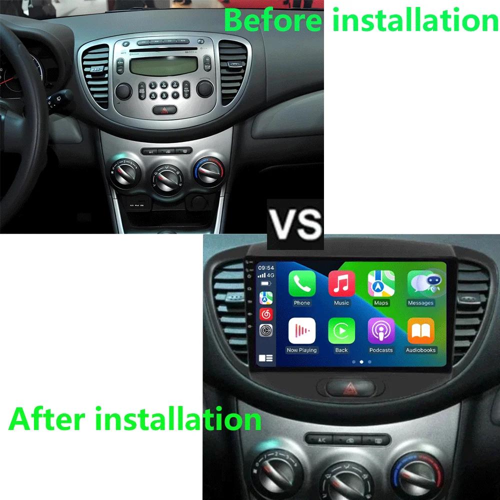 Android 14 Carplay Auto Car Radio For Hyundai I10 2007 2008 2009 2010 2011 2012 2013 GPS Recorder Multimedia Player 4G+WiFi DSP