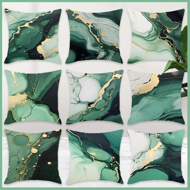 Green Marble Gilded Soft Backrest Cushion for Home & Car