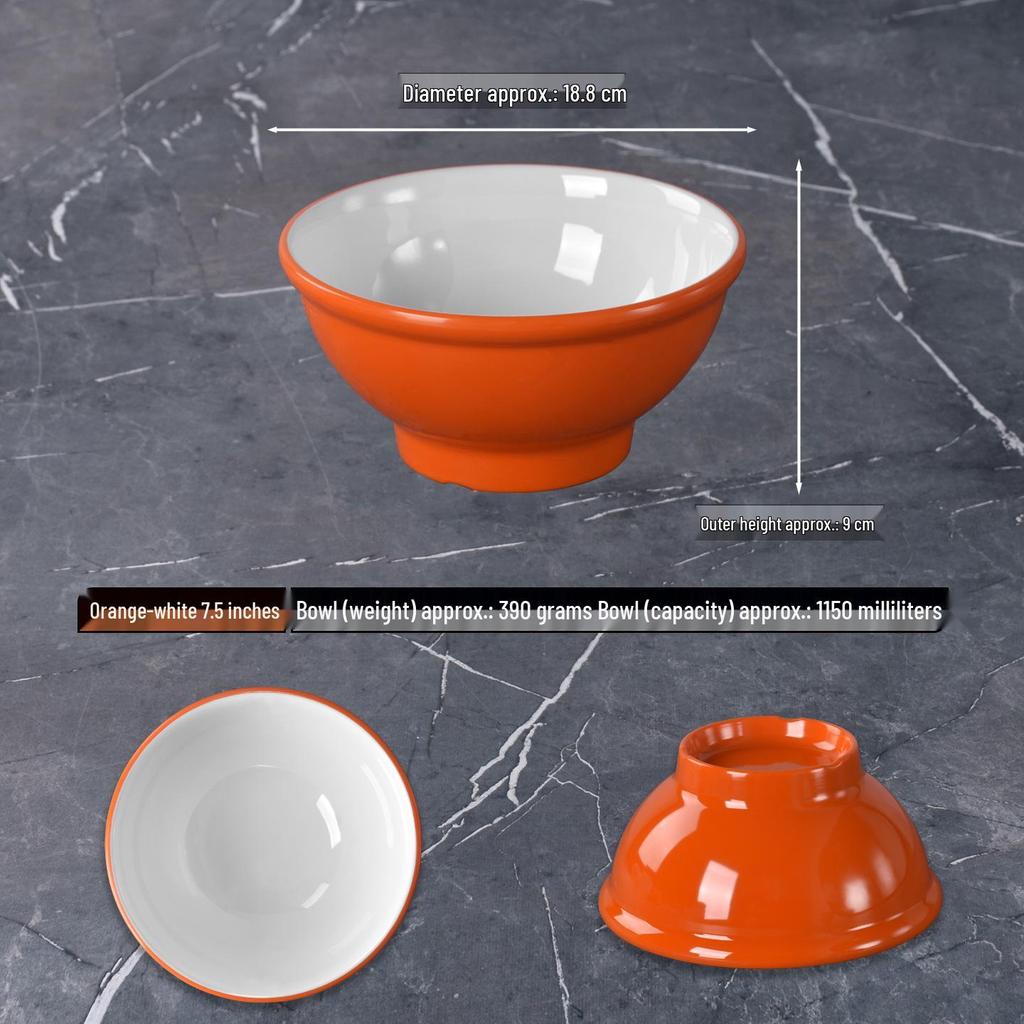 Melamine Noodle Restaurant Bowl - High-Footed, Imitation Porcelain for Wonton, Soup, Beef Rice Noodles, Mala Tang