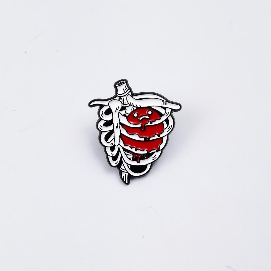 Creative Skeleton Organs Brooch - Cartoon Style Drip Oil Alloy Badge for Backpack and Clothing Accessories