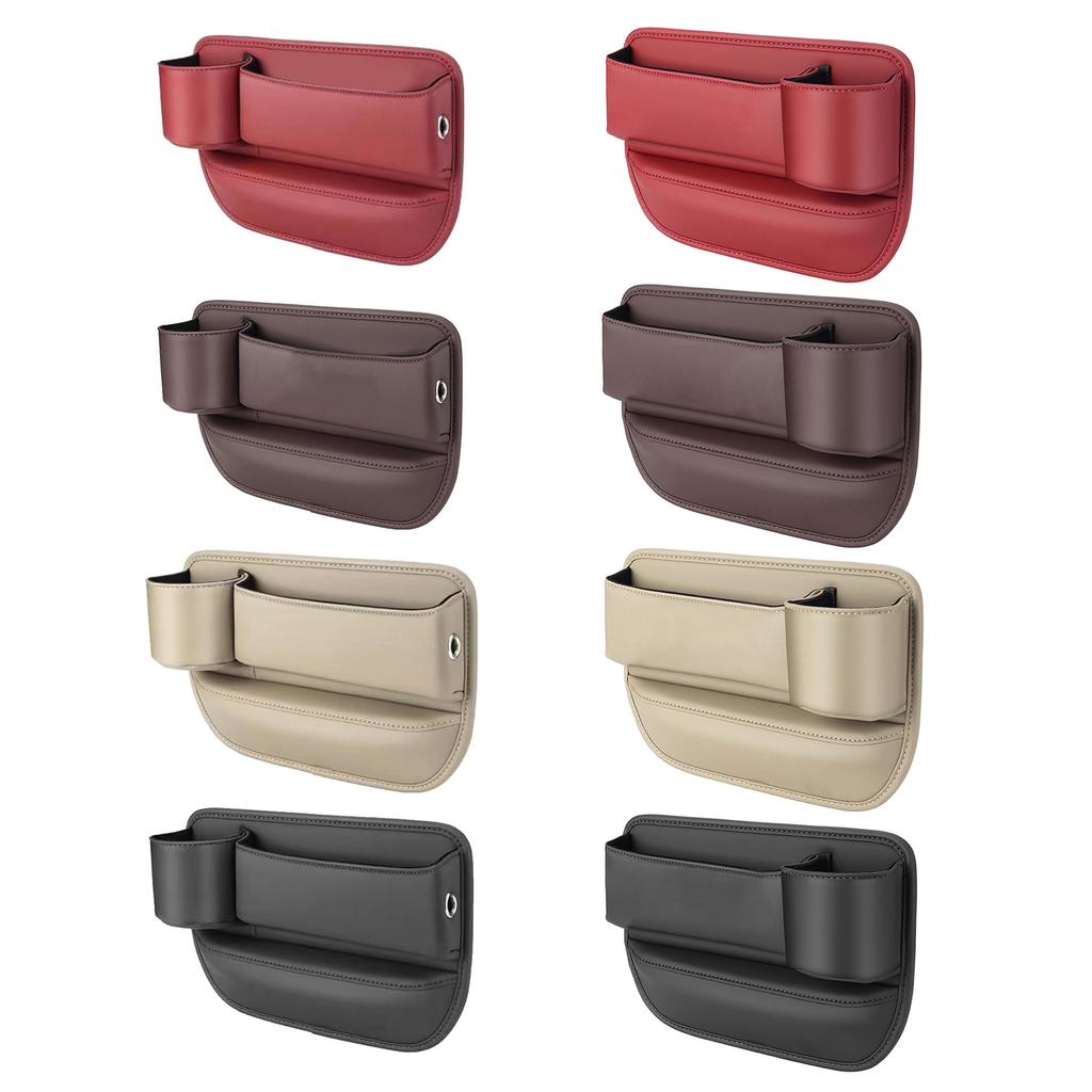 Interior Accessory Seat Filler with Cup Holder Leather Organizer Box Auto Bag Front Seat Storage Box