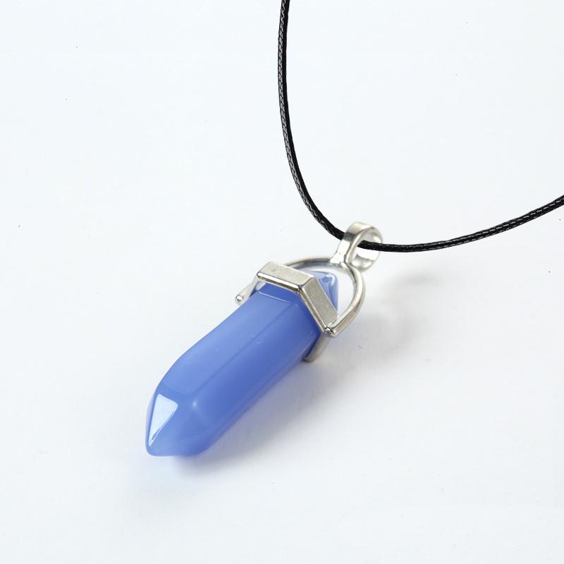 2025 Hexagonal Column Quartz Necklaces Turquoises Pink Crystal Pendent Necklace For Women Chain Natural Stone Choker Jewelry