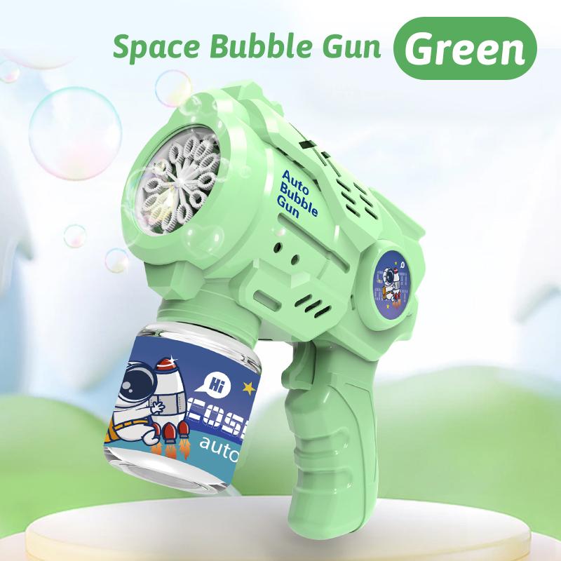 12 Hole Bubble Gun Aerospace Bubble Machine Handheld Fully Automatic Bubble Toy for Children Without Battery and Bubble Water
