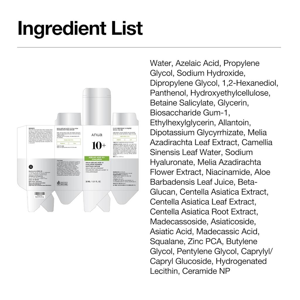 Anua Sérum Apaisant Rougeurs à l'Acide Azélaïque 10% (30 ml / 1,01 fl.oz)