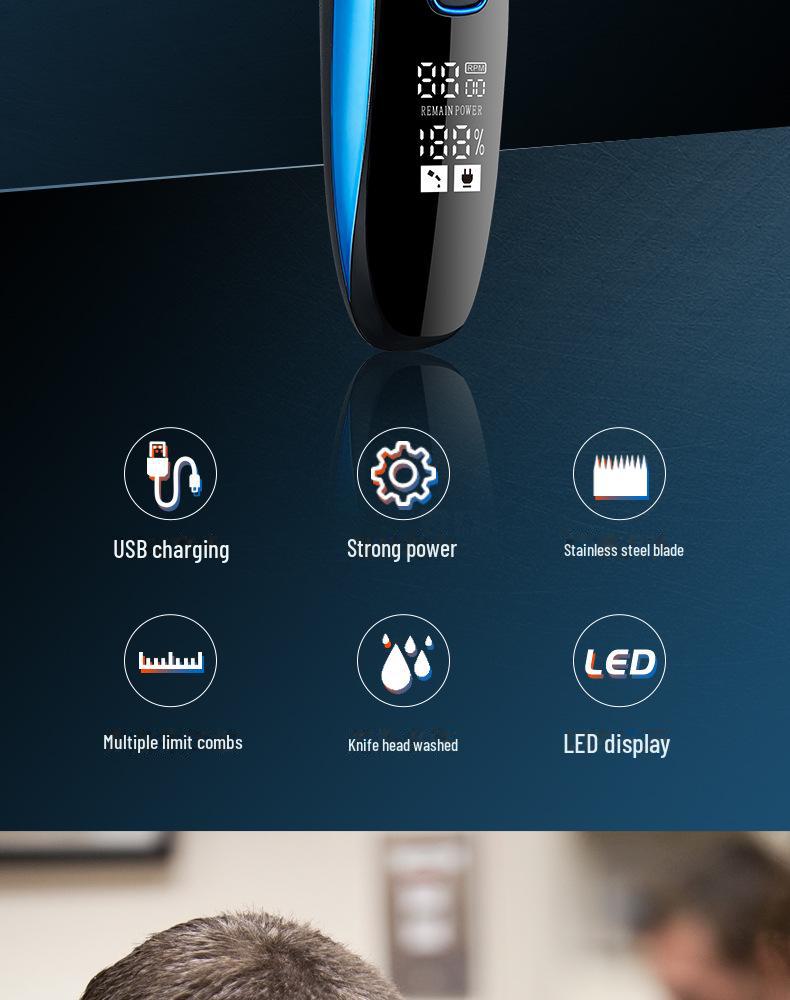 Tondeuse à cheveux électrique USB portable avec double chargeur et écran LCD pour usage domestique