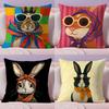Süßer Hase Kunst Kissenbezug Plüschstoff Weich Beidseitig Bedruckt Sofa Warm Winter Zuhause Kindergeschenk Kissenhülle