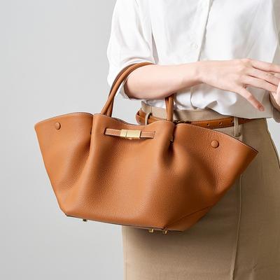 Black Crossbody Simple Leather Shoulder Bag First Layer Cowhide Large Capacity Female Office Worker Niche High-end Handbag