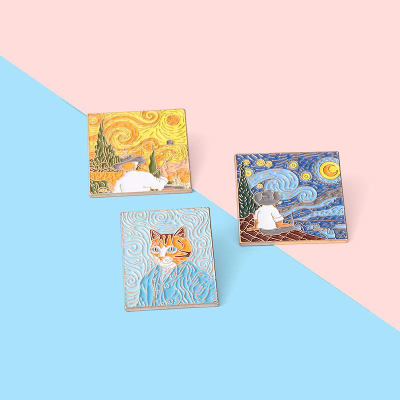 Versatile Metal Pins With Unique Oil Painting Designs For Fashionable Brooch Accessories