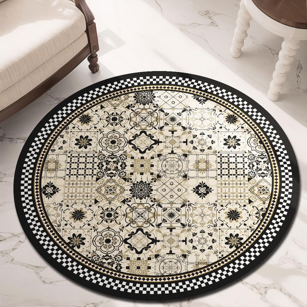 Light Luxury Geometric Artistic Mandala Floral Printed Carpet Table Chair Mat Suitable for Living Room Bedroom Decoration Mat