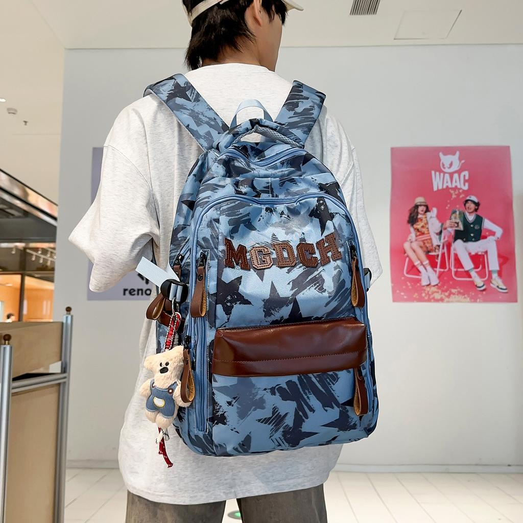 Schoolbag new load-reducing large-capacity backpack college student leisure travel backpack commuter backpack tie-dye schoolbag computer