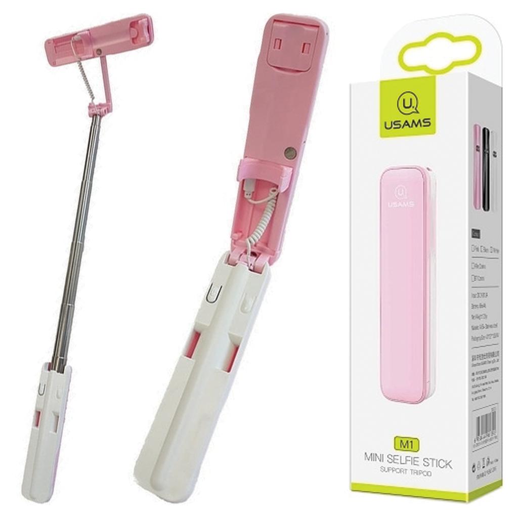 Usams Selfie Stick M1 Mini 3,5Mmróżowy/Pink Zb5201 (Us-Zb052)
