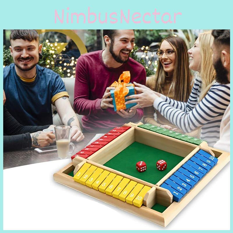 Safe And Durable Family Toy 4-sided Shut The Box Board Game