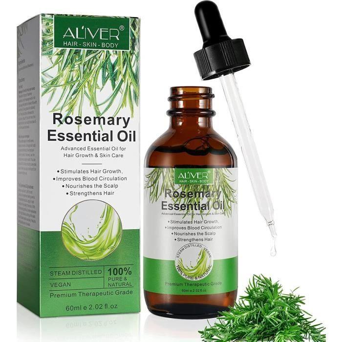 ALIVER Huile Essentielle Romarin 60 ml Pour Croissance Cheveux Soins Peau
