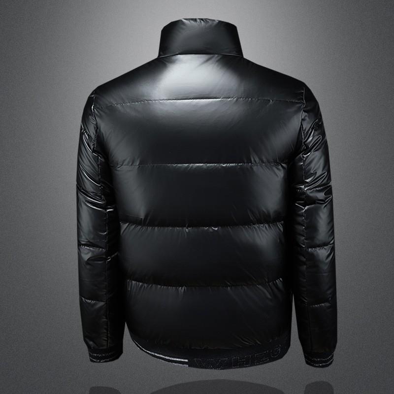 Mens Winter Down Jacket Trendy Casual Warm Coat Basic Style Stand Collar Non-Hooded