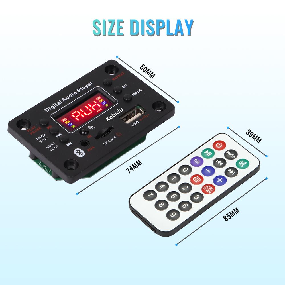 2*40W 80W Bluetooth 5.0 MP3 Decoder Board 7-25V MP3 Music Player 12V Car FM Radio Module TF USB AUX Handsfree Call Record