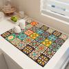 A Bohemian-style Drying Mat  Super Absorbent,  Non-slip, Heat-resistant Diatomaceous Earth Countertop Mat, Suitable for Dining Tables, Coffee Machines