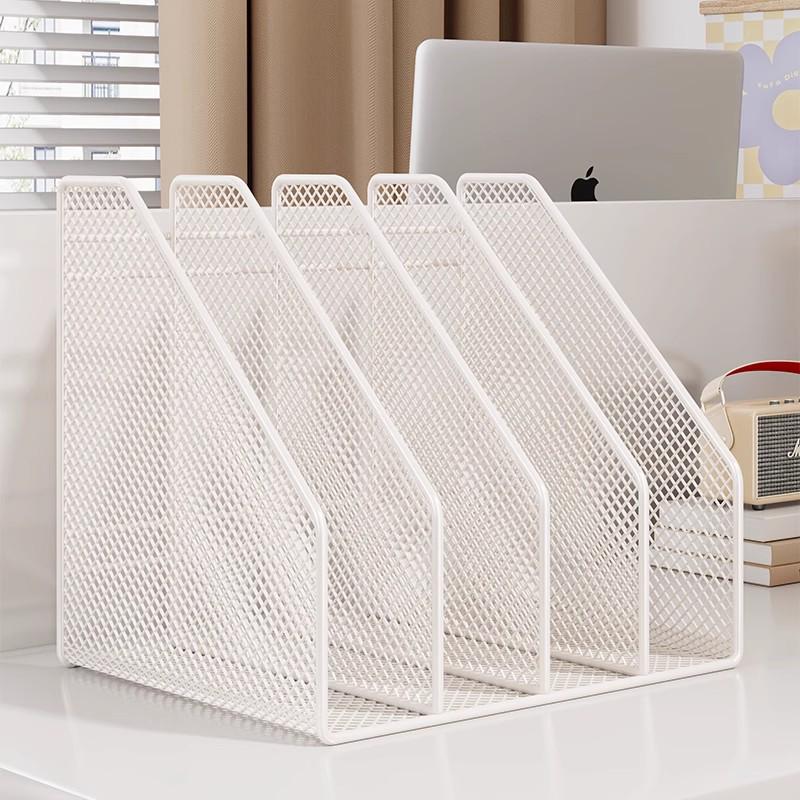 Metal Desktop File Organizer: Hanging Shelf & Storage Basket
