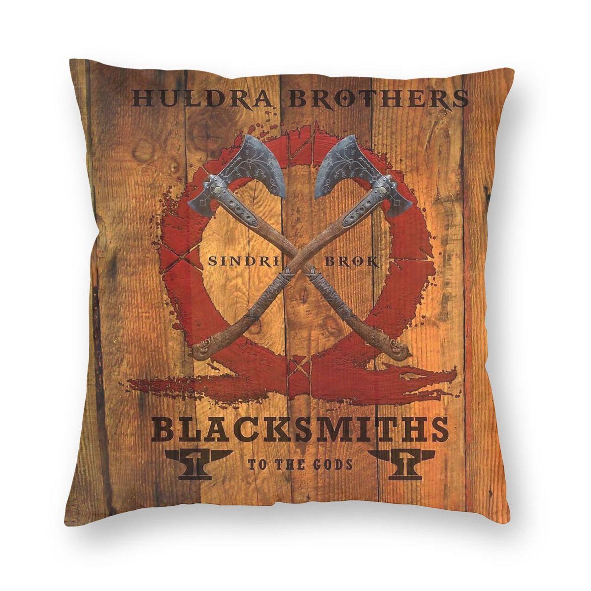God Of War Huldra Brothers Sindri & Brok Square Pillowcase Polyester Linen Velvet Pattern Throw Pillow Case Room Cushion Cover Peach skin 18*18(CM)-1Pcs