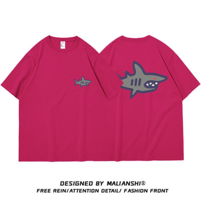 Women's Summer Shark Print Loose Fit Pure Cotton Half Sleeve T-shirt