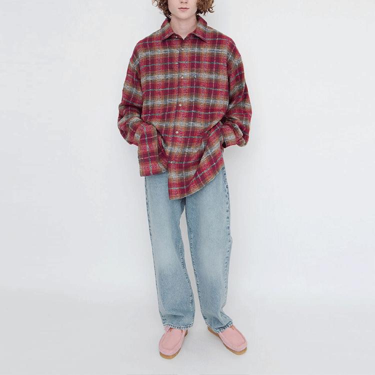 Levis Casual Plaid Long Sleeve Shirt Men shirts Red A0283-0000