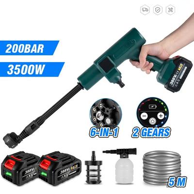 3500W 200Bar 6 IN 1 ללא מברשת אקדח מכונת כביסה חשמלית לרכב נייד אלחוטי נטענת כלי חשמלי לגינה