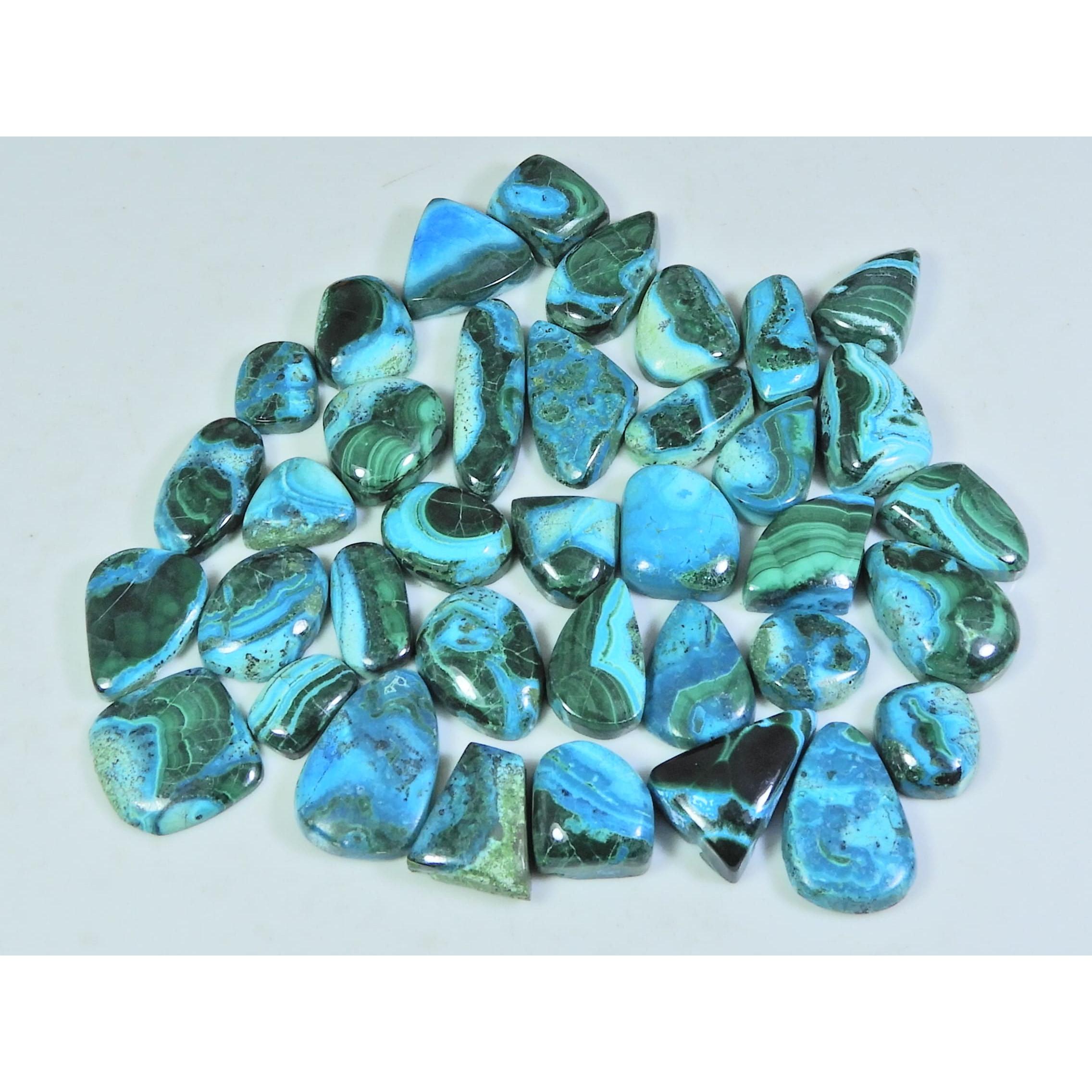 

8X11-11X19ММ Натуральная Хризоколла Малахит Микс Кабошон Драгоценный камень 37шт Лот C-147