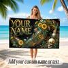 Floral Garden Theme Soft Beach Towel Personalized Custom Name Text Towel Portable for Beach Pool Travel