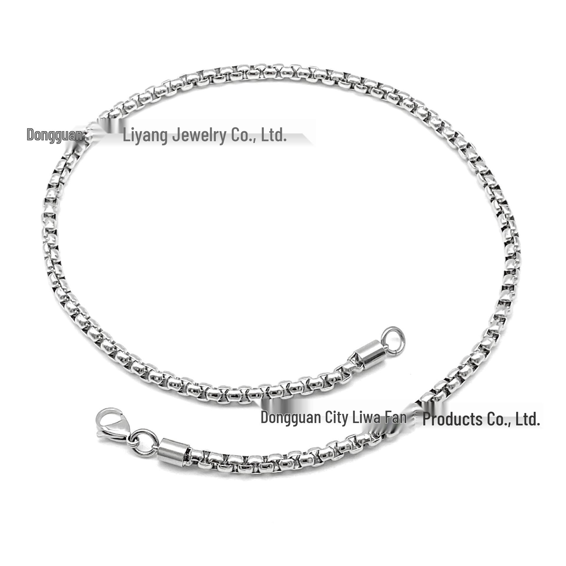 

Trendy Hip Hop Square Pearl Pendant Necklace - Bold Titanium Steel Chain, Fade-Resistant Bracelet/19cm Length