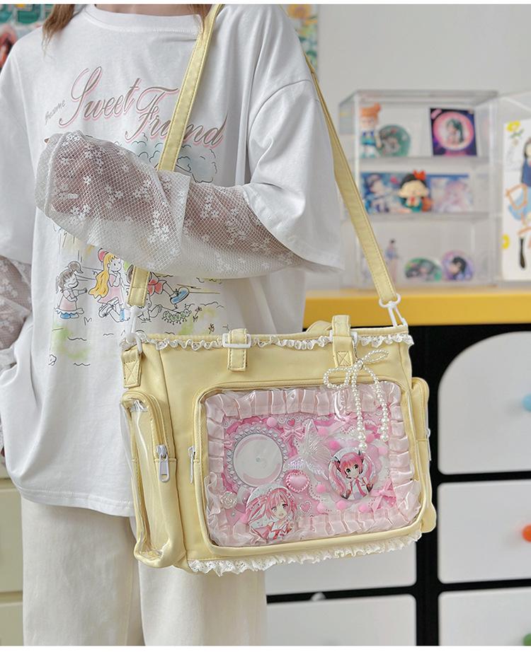 Süße Schleife Transparente Crossbody-Tasche - Große Kapazität JK Süßes Mädchen Abzeichen Tasche