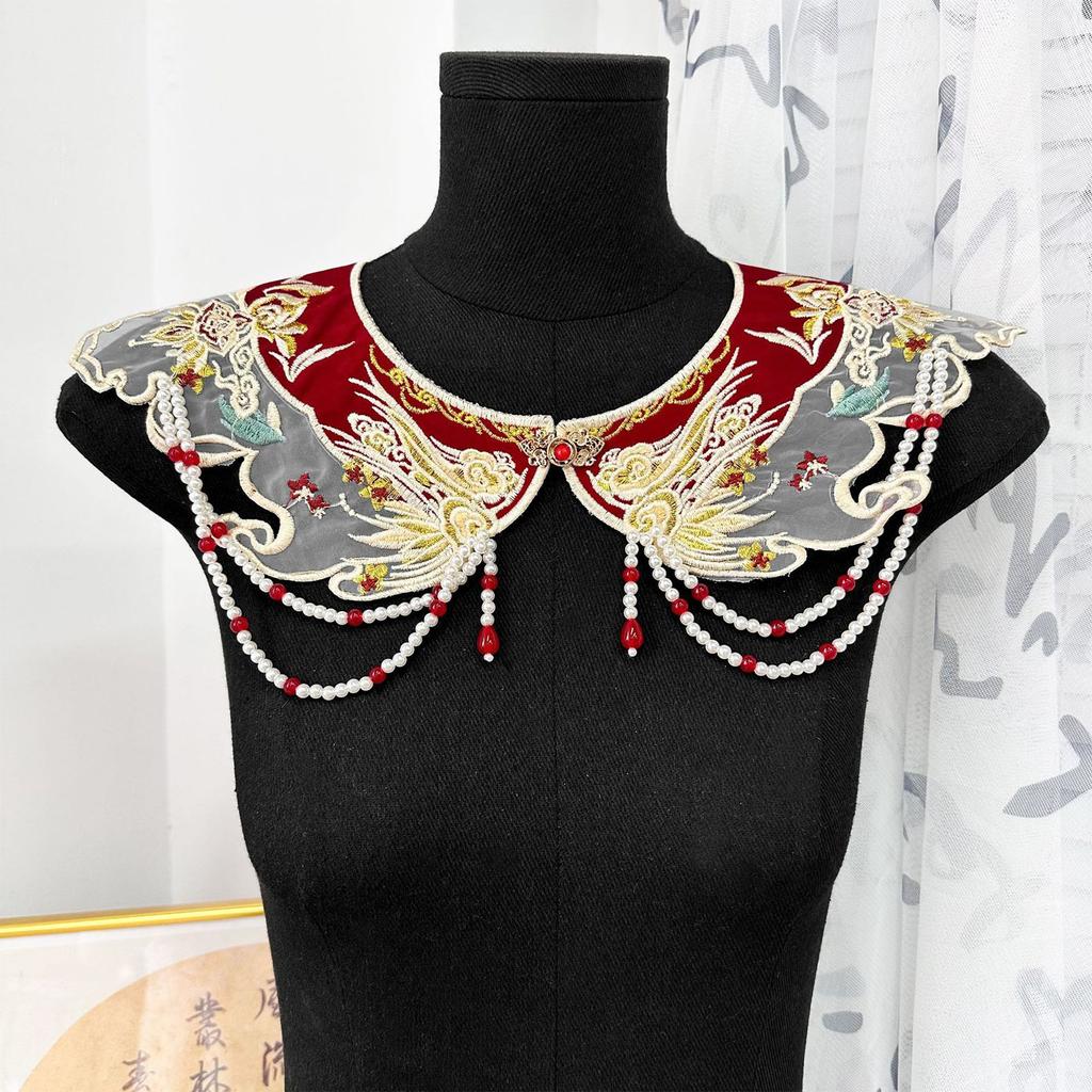 Detachable False Collar Oriental Yunjian Accessory Chinese Bride Aesthetics Tassels for Lady Girl Half Shirt Collar
