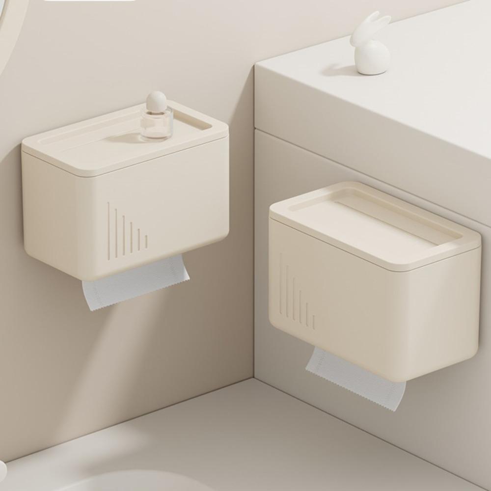Multifunctional Toilet Paper Roll Storage Plastic Wall Mounted Storage Box Toilet Tissue Box  Home