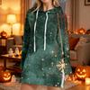 Women's Christmas Print Long Sleeve Hooded Sweatshirt with Festive Holiday Design