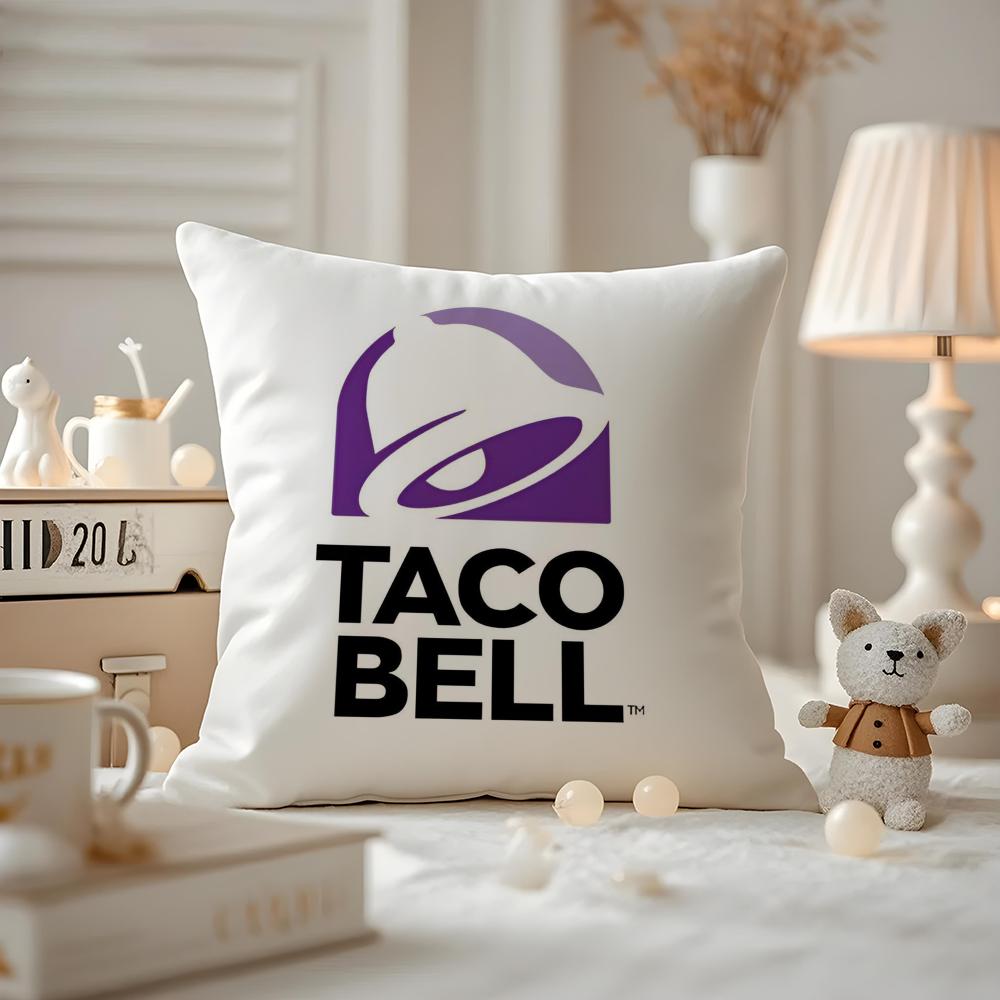 Taco Bell Cushion Cover Anti-dustmite Pillowcase Invisible Zipper Silky Short Plush Sofa Cushion Cover