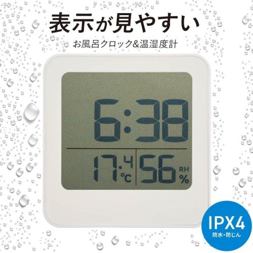 OHM Electric Digital Bathroom Clock with Thermometer and Hygrometer, Magnetic and Stand Type, White, HB-T20-W (08-1450)