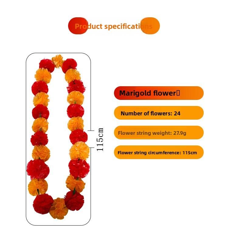 Dia De Los Muertos Decoracion Multicolor Marigold Garland With Plastic Decor For Party Venue Decoration