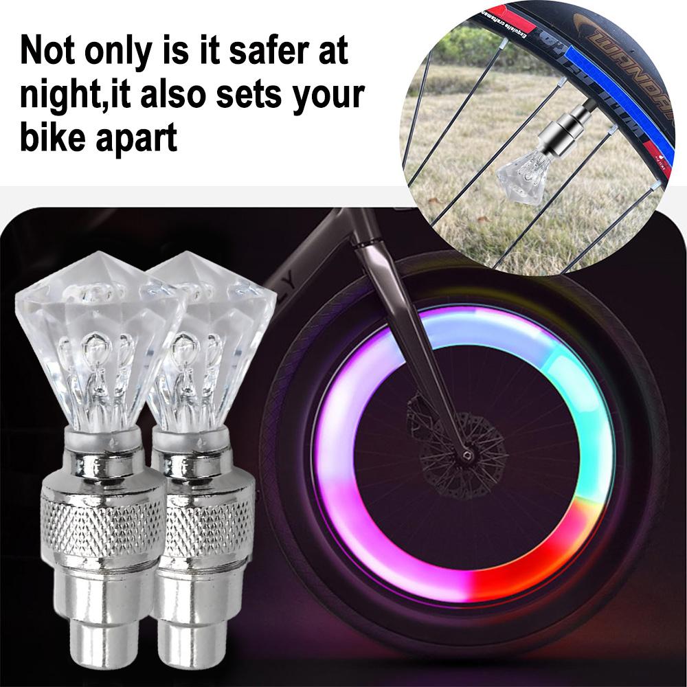 1Pair LED Bicycle Valve Light, Neon Bicycle Spoke Light, Bicycle Tire Valve Light Night Riding Warning Light Bicycle Accessories