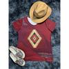 Damen Western-Stil Retro-Print Kurzarm-T-Shirt — Lässiges V-Ausschnitt-Oberteil