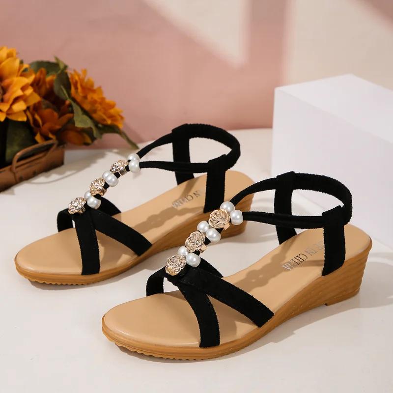 Fashion Chunky Platform Women Sandals New Peep Toe Solid Color Wedge Ankle Buckle Non Slip Gladiator Shoes Woman Sandalias Mujer