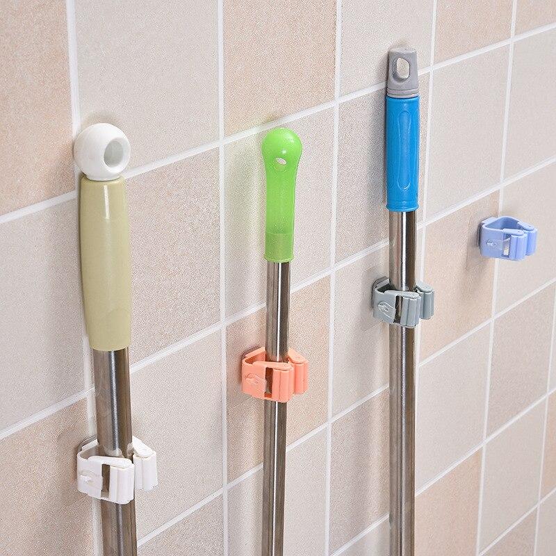 1 Pcs Adhesive Multi-Purpose Hooks Wall Mounted Mop Organizer Holder RackBrush Broom Hanger Hook Kitchen Bathroom Strong Hooks