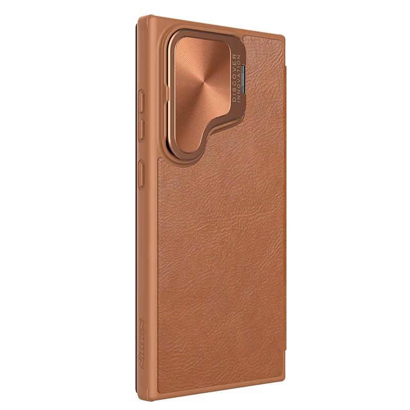 For Samsung Galaxy S24 Ultra Case NILLKIN Leather Qin Prop Leather Case Slide Camera Case For Samsung S24 Plus Flip Cover