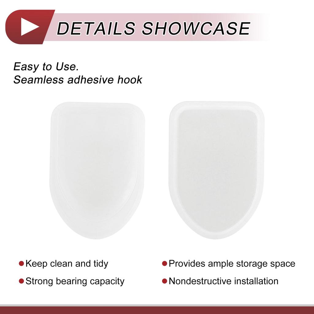 HEROFFIX Car Mount Hooks for Water and Shopping Sturdy Car Adhesive White x (5-Pack) Wallets, Bags, Keys, Bottles, Bags; Hooks; ABS; 1.18" 0.79"