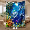 Underwater Dolphin Ocean Theme, Gift for Marine Lovers, Blanket, Vibrant Sea Life Print, Home Decor And Travel, Soft Cozy Multi-Purpose