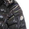 Moncler Down Jacket 50.4" Black Logo Embroidery Kid's Used