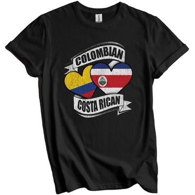 Colombian Costa Rican Hearts Colombia Costa Rica Flags T-Shirt