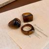 Women's Maillard Resin Geometric Ring: Retro Elegance, Unique Design, Handcrafted High-End Jewelry