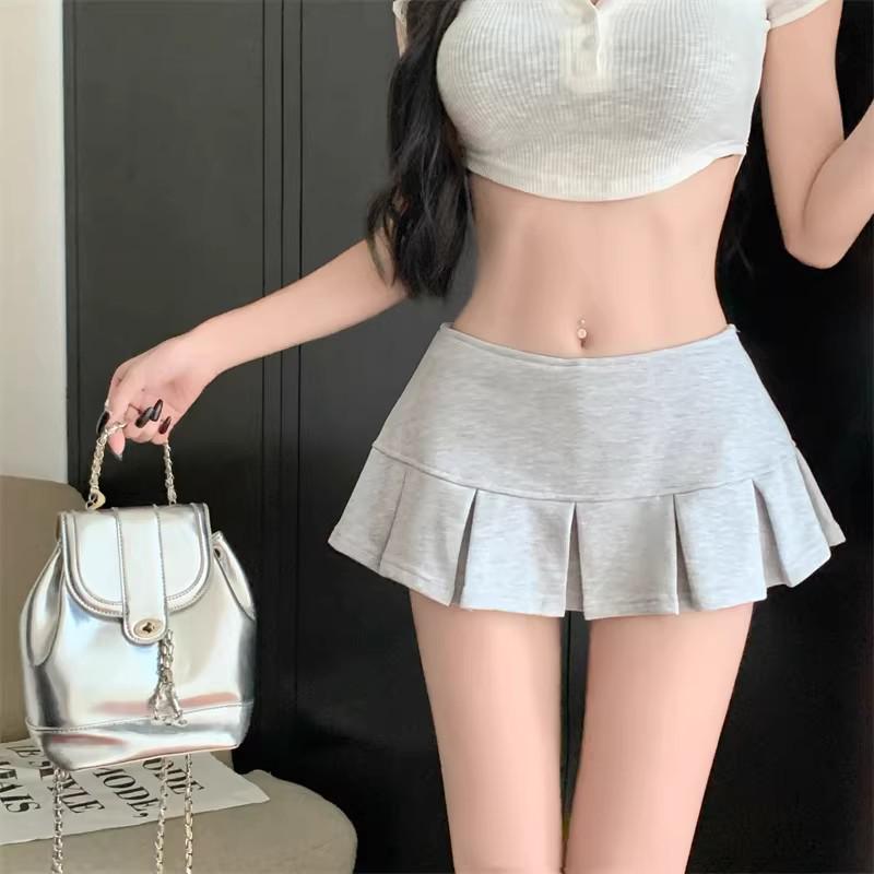 Spring/Summer Women's Trendy Low-Waist Pleated A-Line Skirt - Sexy, Slimming, and Flattering Short Wrap Skirt