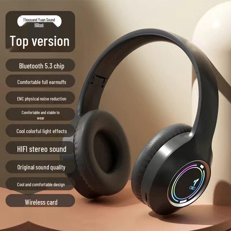 M3 Luminous Bluetooth Foldable Gaming Headphones: Over-ear, High-Value, Universal, with Music Card Slot.