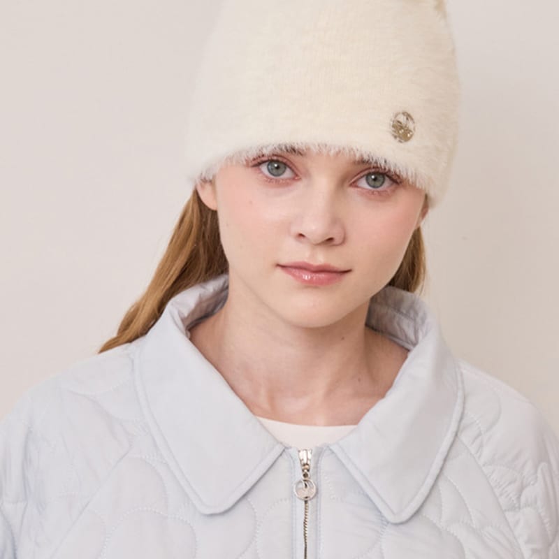 

KIRSH Мохеровая шапка с металлическим логотипом [Слоновая кость] 00F