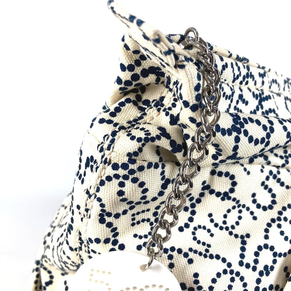 CHANEL Arabesque Bag Tote Bag Hand Bag Canvas White/Dark Navy Based